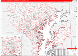 Baltimore-Columbia-Towson Metro Area Wall Map Red Line Style 2026
